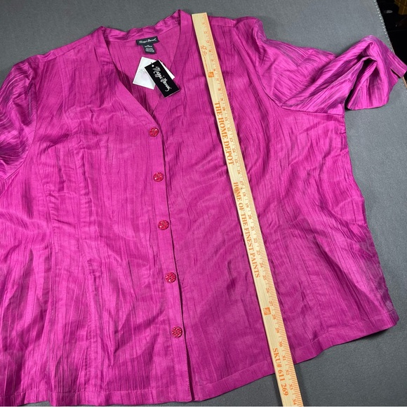 NWT Maggie Barnes Women Pink Purple Linen Blend Button Up Blouse Top Shirt Sz 5X - Picture 6 of 11